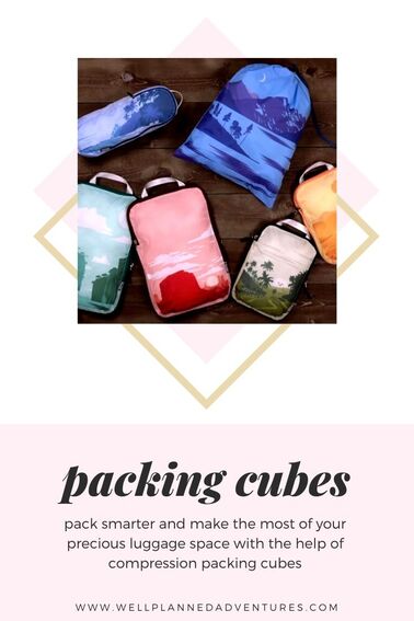 Packing Cube Set of 3 for Travel, Compression Bags Organizer for Luggage /  Backpack, Painting